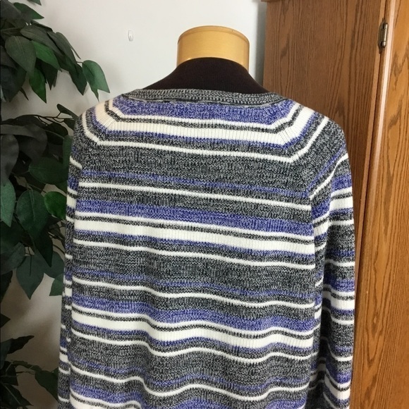 Ruff Hewn XL lace up tie front long sleeve sweater black blue white - Picture 4 of 12